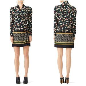 Deby Debo Black Green Ophelia Mosaic Wrap Dress $174